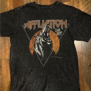 Affliction Black and Orange Short Sleeve Tee size M